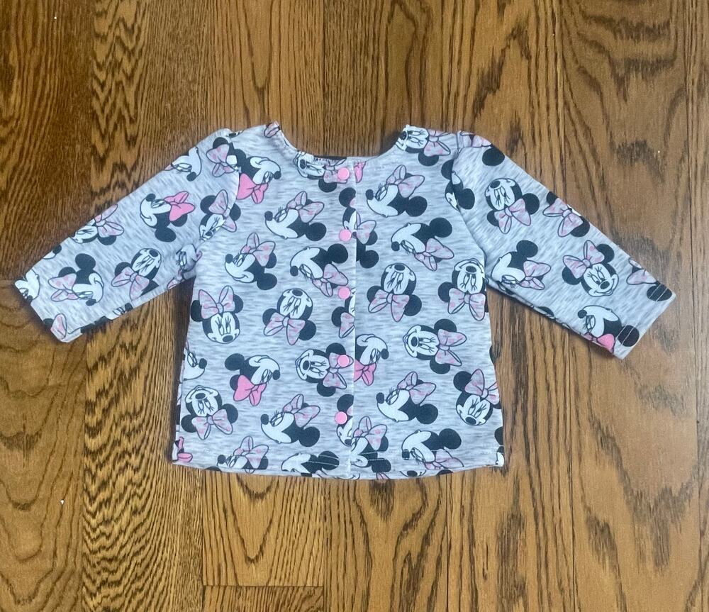 Disney Minnie Mouse Fleece Lined Snap Jacket Sz 3-6M